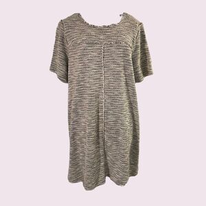 LOFT | Black and White Tweed Short Sleeved Shift Dress